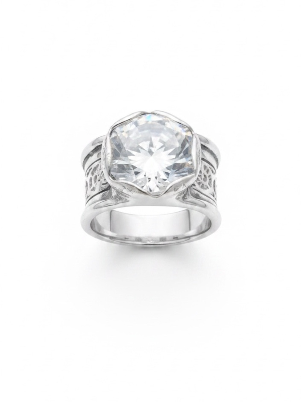 Silpada 925 Sterling Silver Band Ring with Clear CZ Stone Size 9